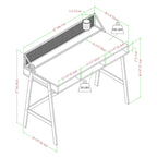 42-inch industrieel schrijfbureau met geperforeerde achterkant en opbergvakken