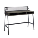 42-inch industrieel schrijfbureau met geperforeerde achterkant en opbergvakken