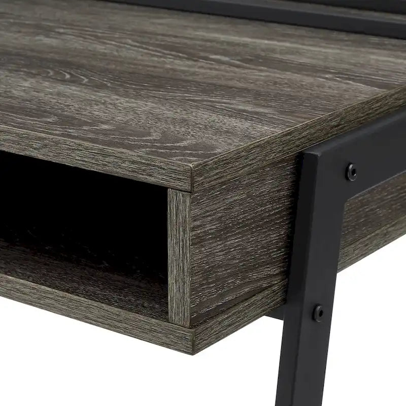 42-inch industrieel schrijfbureau met geperforeerde achterkant en opbergvakken
