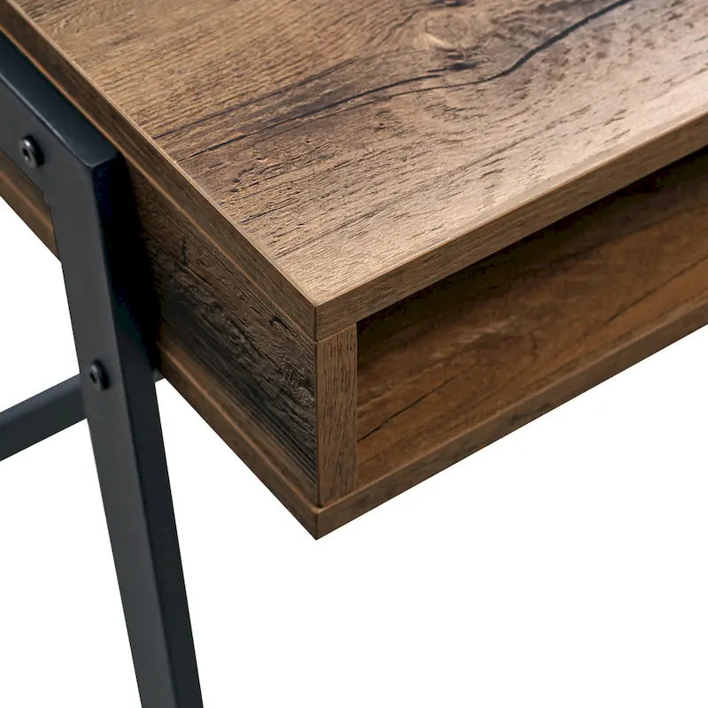 42-inch industrieel schrijfbureau met geperforeerde achterkant en opbergvakken