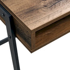 42-inch industrieel schrijfbureau met geperforeerde achterkant en opbergvakken