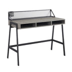 42-inch industrieel schrijfbureau met geperforeerde achterkant en opbergvakken