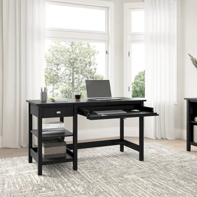 54W Computertafel met planken en en opbergruimte