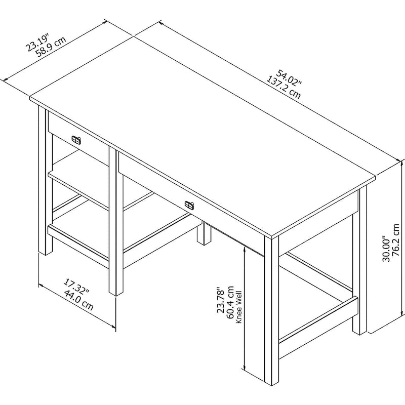 54W Computertafel met planken en en opbergruimte