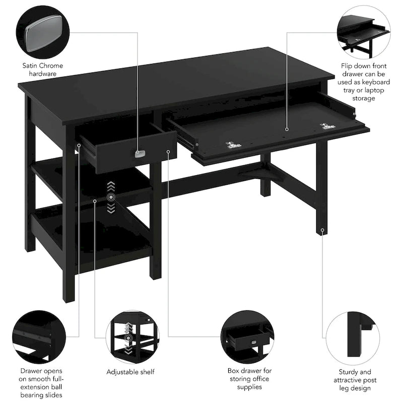 54W Computertafel met planken en en opbergruimte