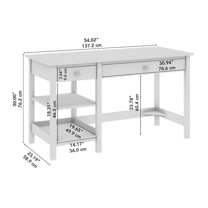 54W Computertafel met planken en en opbergruimte