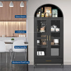 73 inch Hoge Metalen Boogkast met Glazen Deuren en 2 Verstelbare Planken