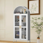 73 inch Hoge Metalen Boogkast met Glazen Deuren en 2 Verstelbare Planken