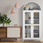73 inch Hoge Metalen Boogkast met Glazen Deuren en 2 Verstelbare Planken