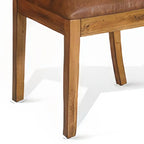 Eetkamerstoel met spijlenrug, Lichtbruin microvezel, Massief hout