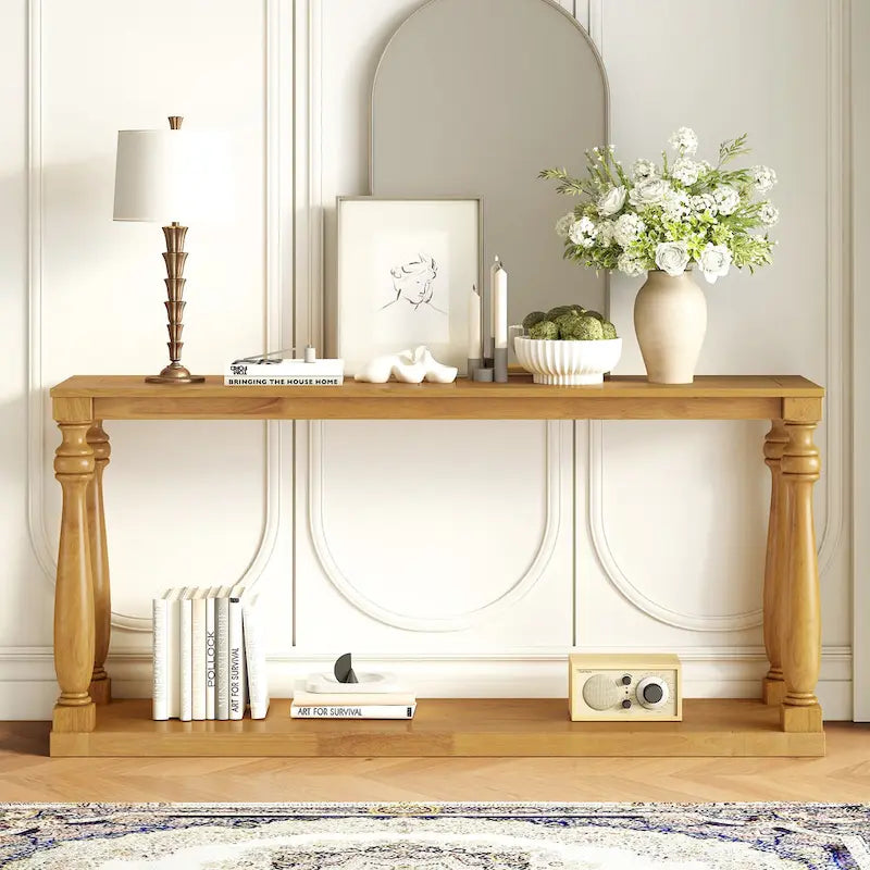 63-inch consoletafel met vaaspoten en onderblad