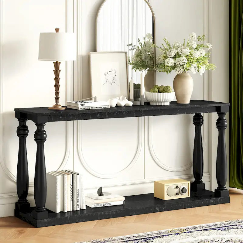 63-inch consoletafel met vaaspoten en onderblad