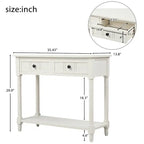 Houten consoletafel met twee laden en onderste plank