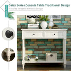 Houten consoletafel met twee laden en onderste plank