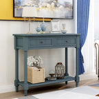 Houten consoletafel met twee laden en onderste plank