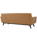 Cognackleurige mid-century bank van bonded leer