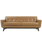 Cognackleurige mid-century bank van bonded leer