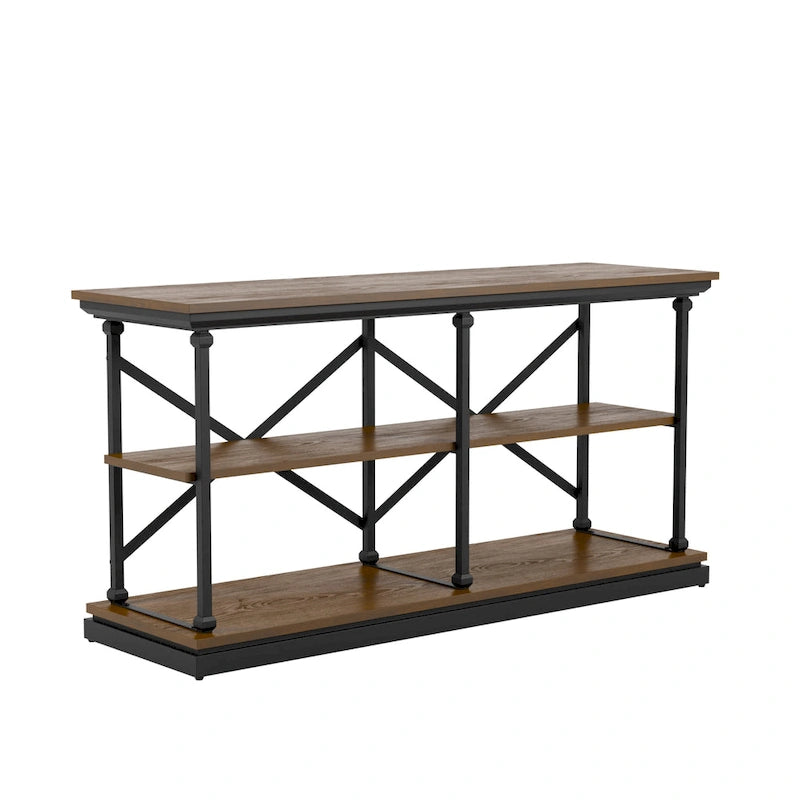 Overgangs 59-inch stalen console tafel met 2 planken