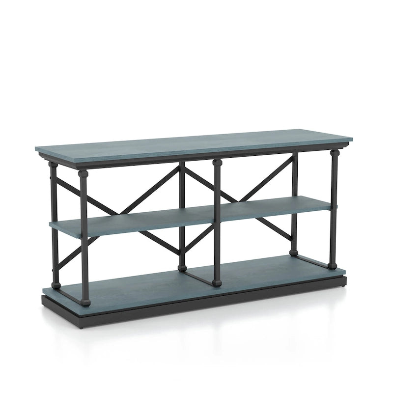 Overgangs 59-inch stalen console tafel met 2 planken