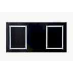 Moderne zwarte eettafel met glazen blad van 84 inch