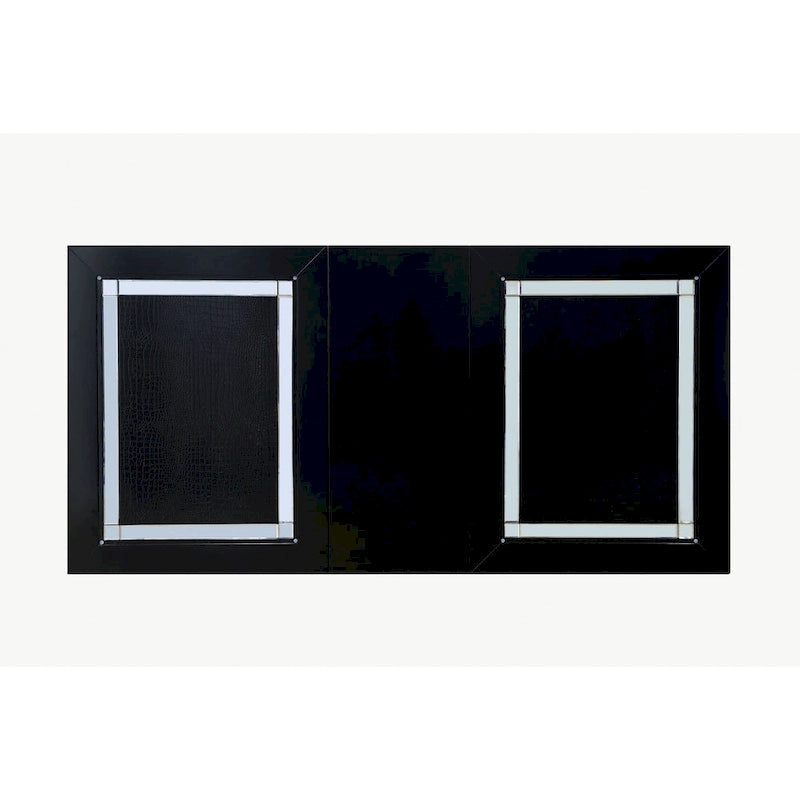 Moderne zwarte eettafel met glazen blad van 84 inch