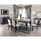 Moderne zwarte eettafel met glazen blad van 84 inch