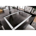 Moderne zwarte eettafel met glazen blad van 84 inch
