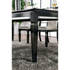 Moderne zwarte eettafel met glazen blad van 84 inch