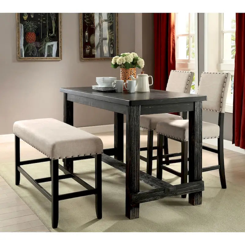 Rustieke Zwarte Eetkamertafel op Barhoogte van 152 cm