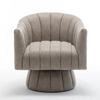 Mid-century draaibare ronde kuipstoel met knoopdetails van PU-leer