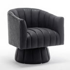 Mid-century draaibare ronde kuipstoel met knoopdetails van PU-leer