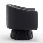Mid-century draaibare ronde kuipstoel met knoopdetails van PU-leer