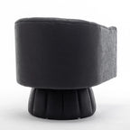 Mid-century draaibare ronde kuipstoel met knoopdetails van PU-leer