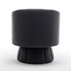 Mid-century draaibare ronde kuipstoel met knoopdetails van PU-leer