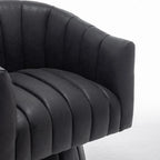 Mid-century draaibare ronde kuipstoel met knoopdetails van PU-leer