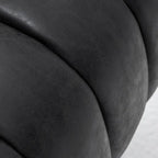Mid-century draaibare ronde kuipstoel met knoopdetails van PU-leer