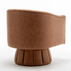 Mid-century draaibare ronde kuipstoel met knoopdetails van PU-leer