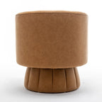 Mid-century draaibare ronde kuipstoel met knoopdetails van PU-leer