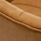 Mid-century draaibare ronde kuipstoel met knoopdetails van PU-leer