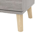 Mid-century modern nachtkastje met 2 lades in verweerd grijs met knoppen