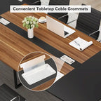 240 cm bootvormige vergadertafel met kabeldoorvoeren