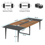 240 cm bootvormige vergadertafel met kabeldoorvoeren