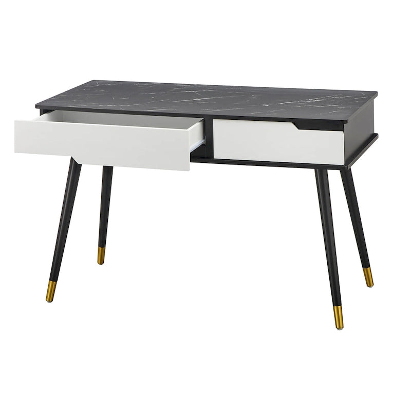 Mid-Century Modern bureau met imitatiemarmeren blad