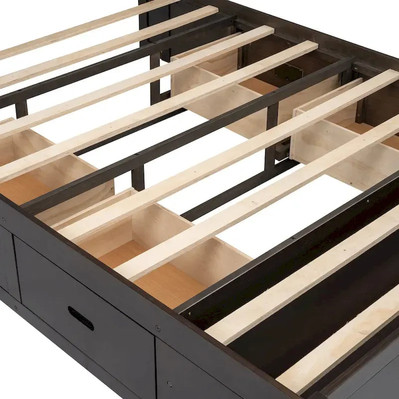 Tweepersoonsbed met Opbergend Hoofdeinde, Schoenrek en 4 Lades