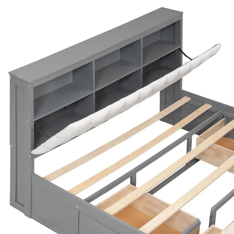 Tweepersoonsbed met Opbergend Hoofdeinde, Schoenrek en 4 Lades