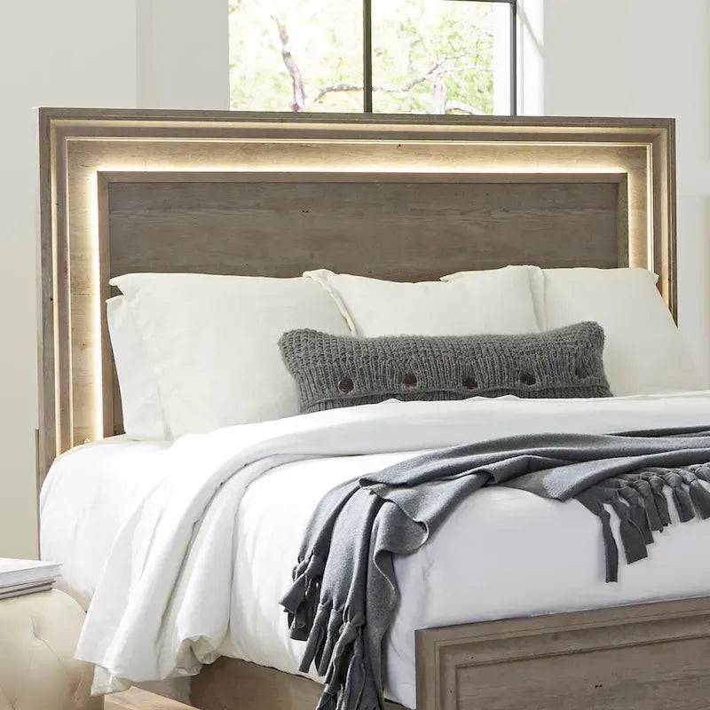 Kingsize Panelbed met LED-hoofdbord - Greystone Afwerking