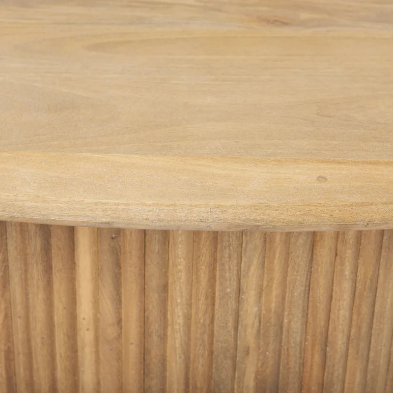 48L x 28W x 15H Ovaal geribbeld salontafel in donkerbruin hout met liftblad