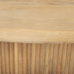 48L x 28W x 15H Ovaal geribbeld salontafel in donkerbruin hout met liftblad
