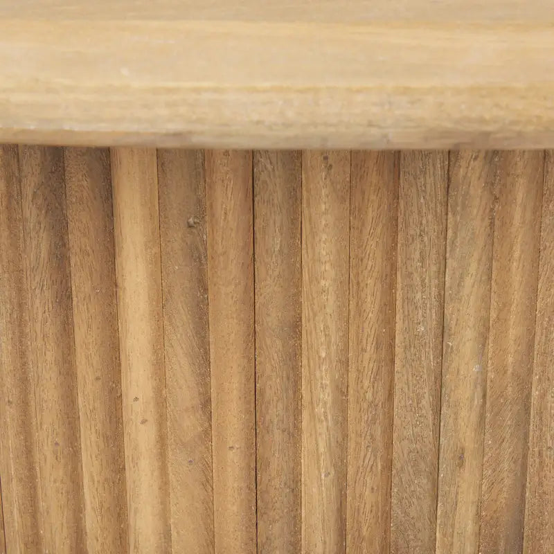 48L x 28W x 15H Ovaal geribbeld salontafel in donkerbruin hout met liftblad