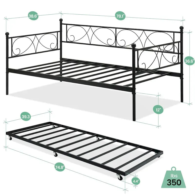 Tweepersoons Divanbed met Uitschuifbaar Bedframe